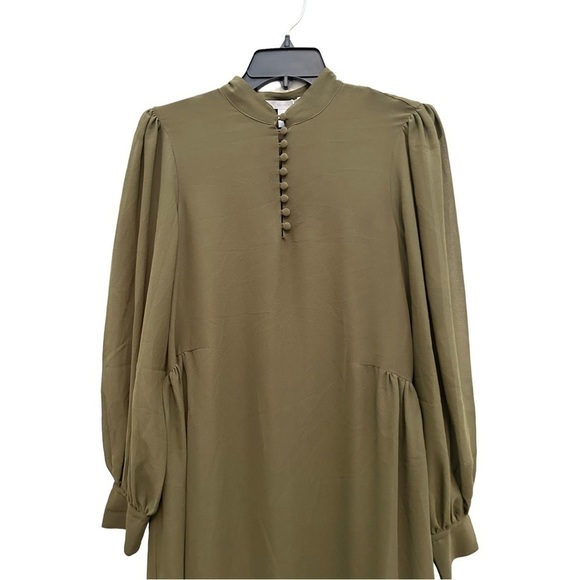 HUGO Boss DERINNE LONG SLEEVE SHIFT DRESS IN KHAKI - Picture 13 of 16